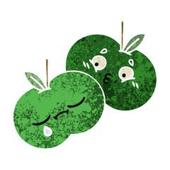 retro illustration style cartoon apples