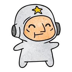 textured cartoon of an older astronaut