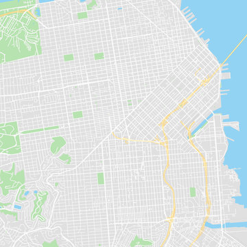 Downtown vector map of San Francisco, United States