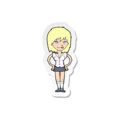 sticker of a cartoon woman with hands on hips