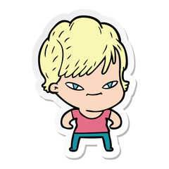 sticker of a cartoon happy woman