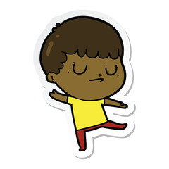 sticker of a cartoon grumpy boy