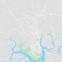 Downtown vector map of Krabi, Thailand