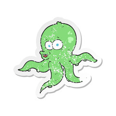 retro distressed sticker of a cartoon octopus