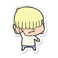 sticker of a cartoon boy with untidy hair