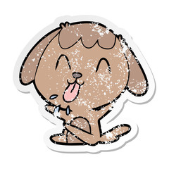 distressed sticker of a cute cartoon dog