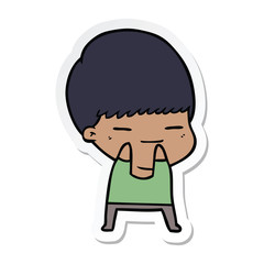 sticker of a cartoon smug boy