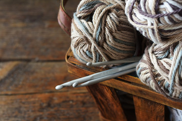 Crochet Yarn and Hooks Close Up
