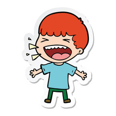 sticker of a cartoon laughing man