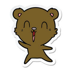 sticker of a happy cartoon bear