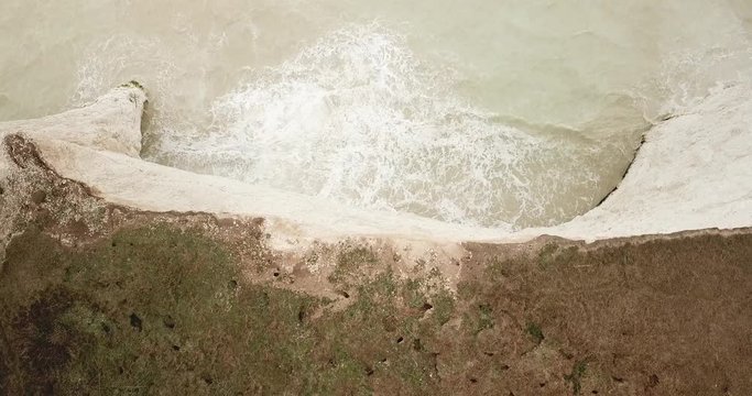 Drone footage of the Seven Sisters white cliffs on the south coast of England (near Seaford and Eastbourne)