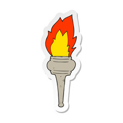 sticker of a cartoon flaming torch