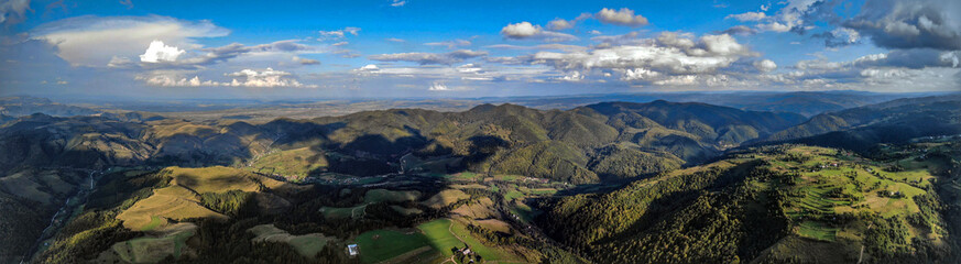 Fototapeta na wymiar Landscape panorama from drone
