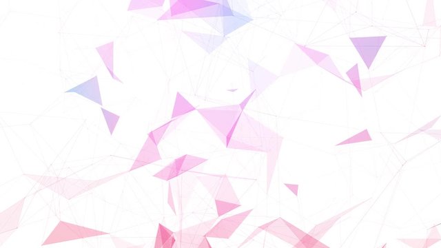 Beautiful red blue colored network lines and triangles motion on white background. 