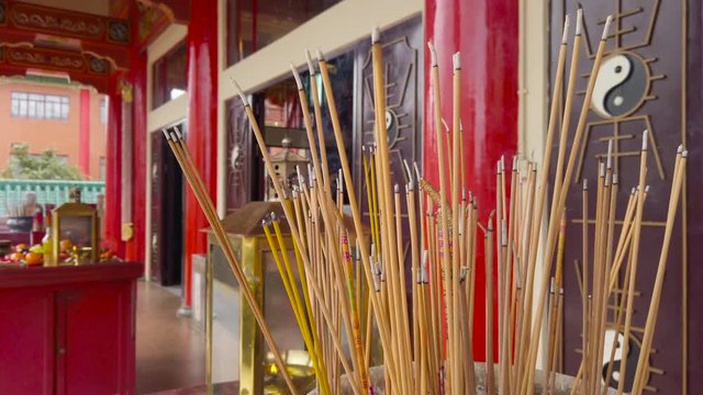 close up of burn incense in Hong Kong Fung Ying Seen Koon