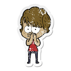 distressed sticker of a cartoon woman