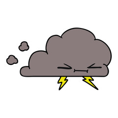 Fototapeta premium cartoon of a grumpy lightening cloud