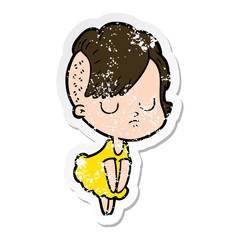 distressed sticker of a cartoon woman