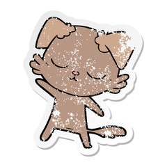 distressed sticker of a cute cartoon dog