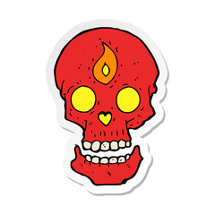 sticker of a cartoon mystic skull