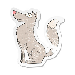 retro distressed sticker of a cartoon wolf
