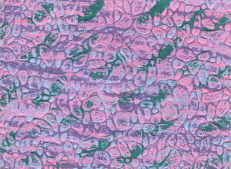 pink watercolor texture background, hand painted illustration. abstract lines and green splot - obrazy, fototapety, plakaty