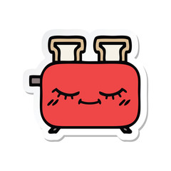 sticker of a cute cartoon of a toaster