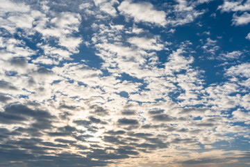Naklejka na ściany i meble Blue Skies With Dramatic Cloud Formation on Sunny Winter Day - Abstract.