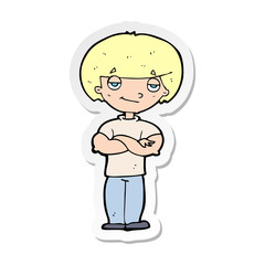 sticker of a cartoon smug looking man