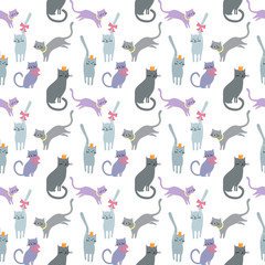 Cute cat vector pattern background texture