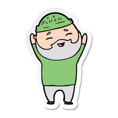 sticker of a cartoon happy bearded man