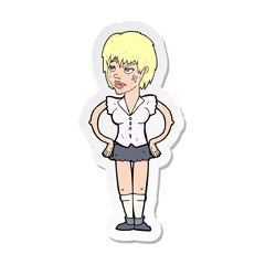 sticker of a cartoon tough woman with hands on hips