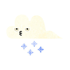 retro illustration style cartoon snow cloud