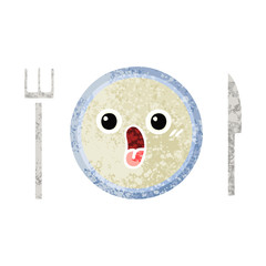 retro illustration style cartoon dinner plate