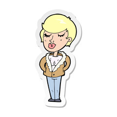 sticker of a cartoon cool relaxed woman