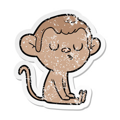 distressed sticker of a cartoon monkey