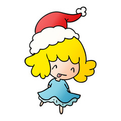 christmas gradient cartoon of kawaii girl