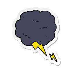 sticker of a cartoon thundercloud symbol