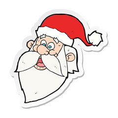 sticker of a cartoon jolly santa claus face