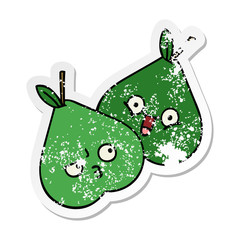 distressed sticker of a cute cartoon pears
