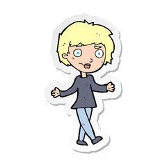 sticker of a cartoon confused woman