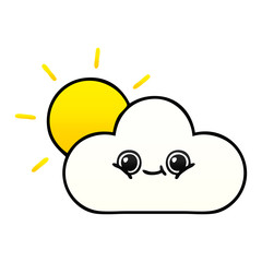 gradient shaded cartoon sun and cloud