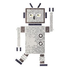 retro illustration style cartoon robot