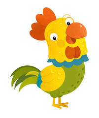 cartoon scene with rooster on white background - illustration for children