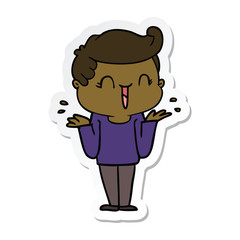 sticker of a cartoon laughing boy