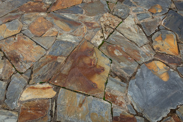 background of an ancient wall made of schist stones