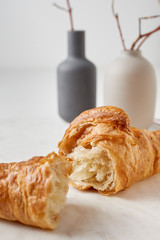 Croissants on the white plate