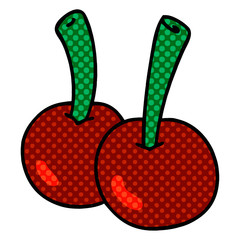 quirky comic book style cartoon cherries