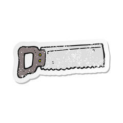 retro distressed sticker of a cartoon saw