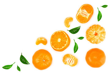 tangerine or mandarin isolated on white background with copy space for your text. Top view. Flat lay